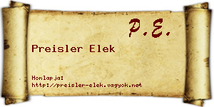 Preisler Elek névjegykártya